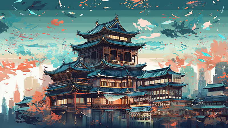 著名景点建筑中国风绘画插画图背景图,插画/手绘图,插画/手绘图库,插画/手绘图下载,插画/手绘